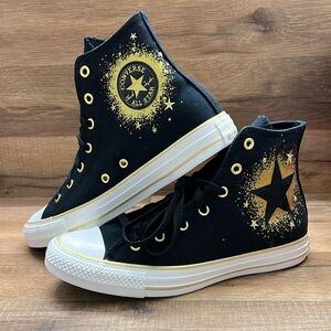 Converse Black and Gold High-Top Sneakers